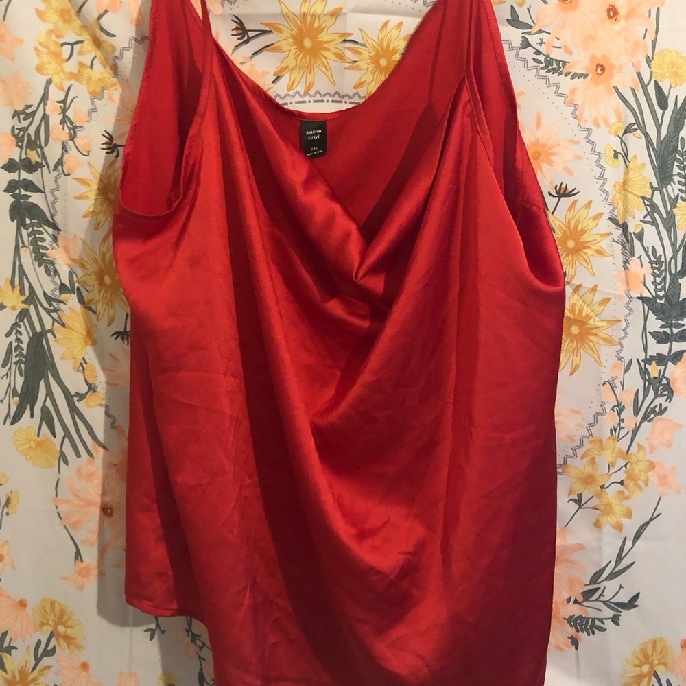 Shein size 2x silk tank top red